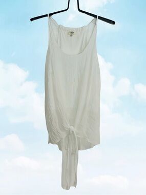 Umgee White Gauze Women's Racerback Tank Top with Tie Detail Sz.S